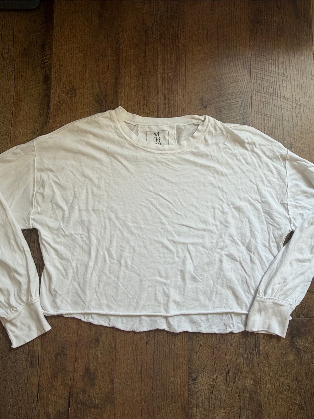 We The Free White Cropped Long Sleeve Top